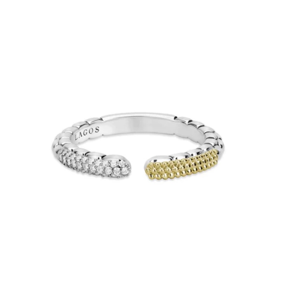LAGOS Caviar Lux Open Diamond Stacking Ring, Size 6 - Picture 3 of 5
